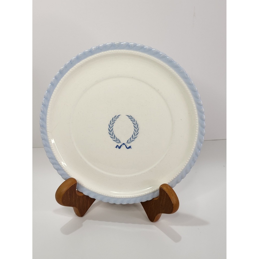 Vintage Steubenville Pottery Monticello Blue Laurel Wreath Bread Plate 6.25"